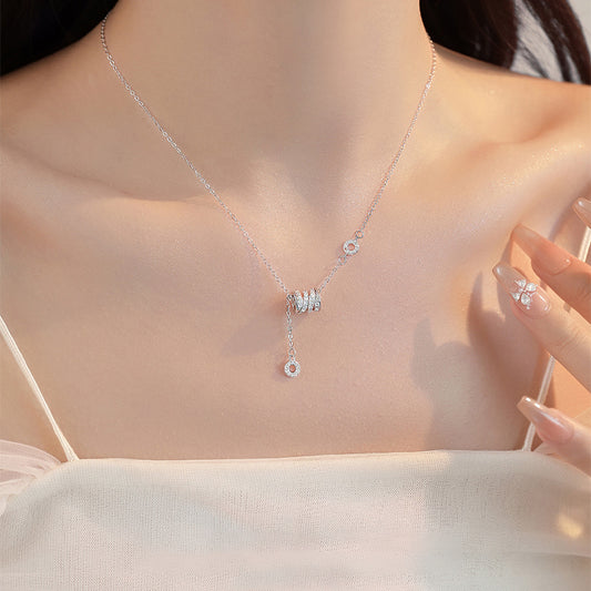 F廠【XDQ0029N】輕奢高級感S999純銀小蠻腰鑲鑽項鍊足銀鎖骨鏈甜美小眾毛衣鏈
 25.11-1