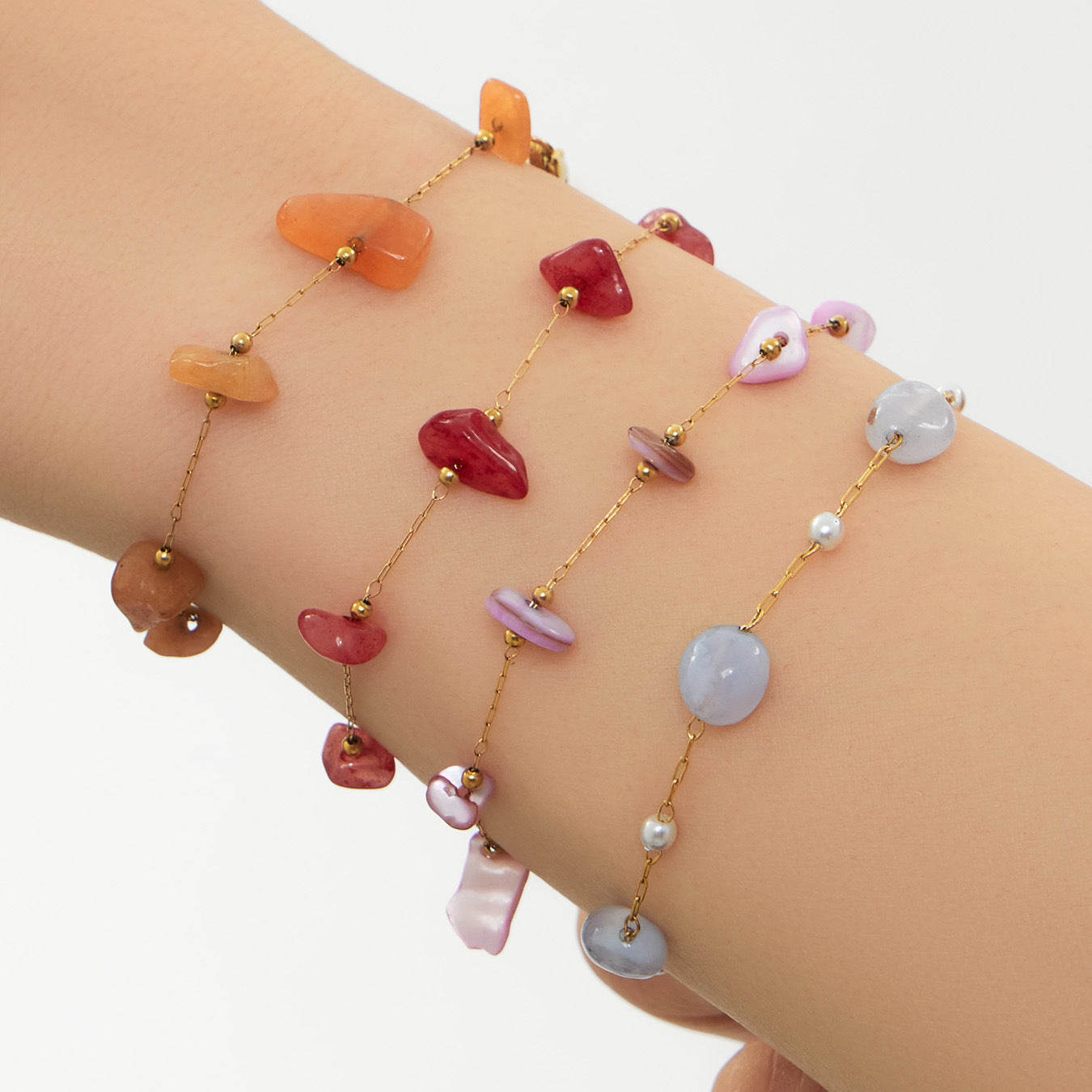 B廠【TXP114】多巴胺彩色小方塊碎石手工製作串珠項鍊手鍊套裝歐美簡約時尚飾品
 26.03-3