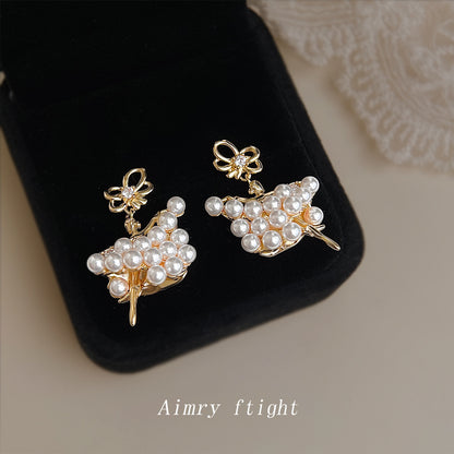 A廠【6848】芭蕾女孩~原創設計優雅氣質唯美小眾新款清新甜美小香風耳飾耳環
 25.10-3