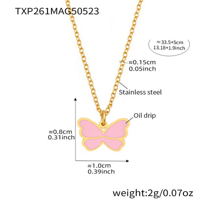 B廠【TXP261】ins小眾可愛蝴蝶滴油手鍊項鍊兒童飾品套裝不銹鋼鍍18k真金 25.05-5