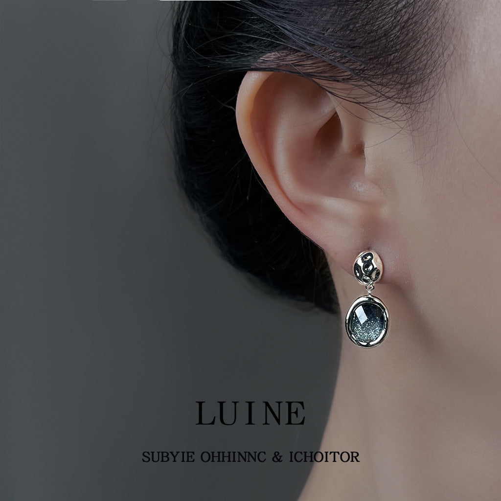 C廠【6944】時尚高級感925銀針星空幾何耳環女氣質簡約通勤百搭新款耳環
 25.10-4