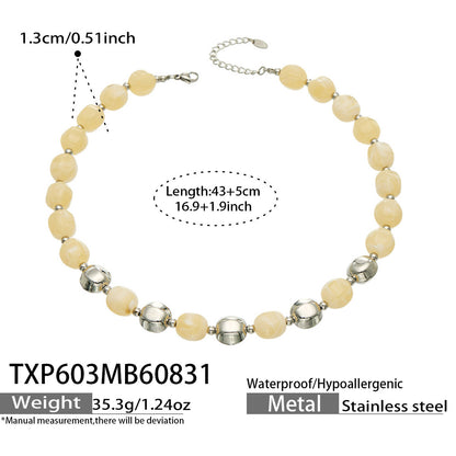 B廠【TXP603】歐美輕奢風不銹鋼金珠復古樹脂彩色手飾小眾手鍊項鍊女套裝飾品
 26.09-1