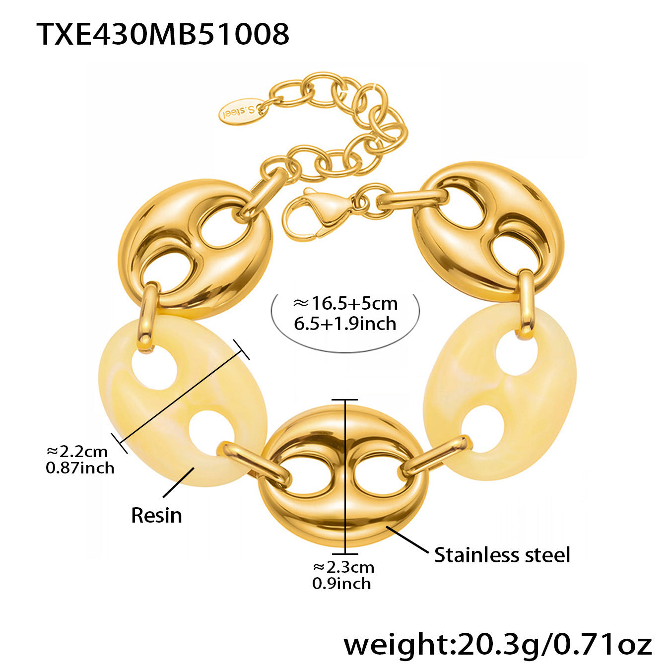 B廠【TXP430】不銹鋼豬鼻子樹脂項鍊多色時尚手工鍊鍍18k金項鍊手鍊耳環
 25.10-3