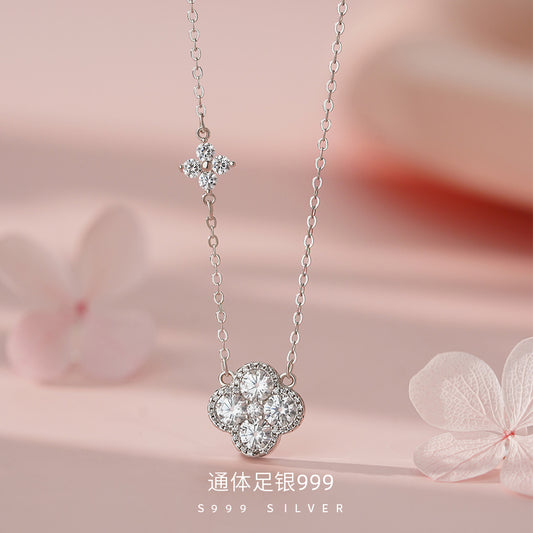 D廠【YC2311N】足銀999輕奢四葉草項鍊女新款小眾設計高級簡約氣質鎖骨鏈
 26.04-4