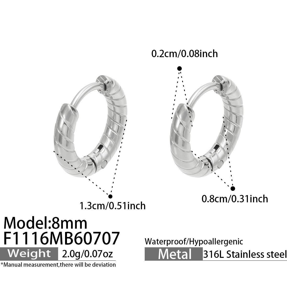 B廠【F1116】歐美新款螺旋紋路不鏽鋼鍍18k金 C型耳圈時尚輕奢女耳飾飾品耳環 26.07-2