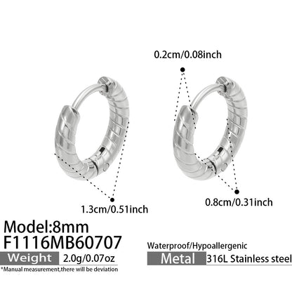B廠【F1116】歐美新款螺旋紋路不鏽鋼鍍18k金 C型耳圈時尚輕奢女耳飾飾品耳環 26.07-2