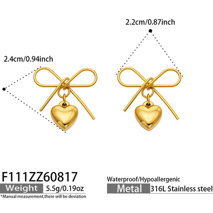 B廠【F111】跨國新款熱銷蝴蝶結愛心耳環不鏽鋼316L輕奢鏤空高級感飾品女耳環
 26.08-3