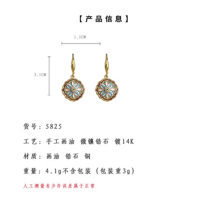 A廠【5825】金色莫奈耳環 中古風國潮鍍14K保色耳墜輕奢2025新款爆款耳環 25.04-1