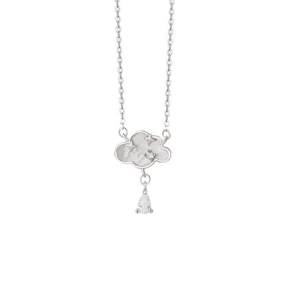 D廠【YC0641N】S999足銀雲朵水滴項鍊設計感流蘇甜美氣質清新新款鎖骨鏈 25.03-3