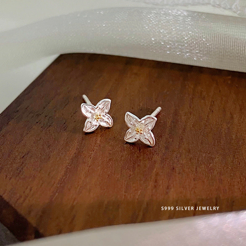 E廠【YC10228E】S999足銀小雛菊耳環花朵小清新耳環小巧日系甜美可愛耳釘 24.06-2