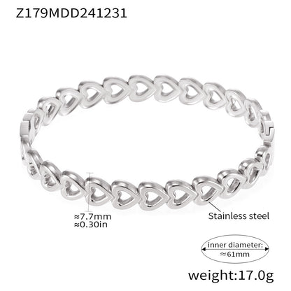 B廠【Z179】鏤空愛心拼接手環女時尚不鏽鋼PVD鍍18K真金不掉色 25.01-2