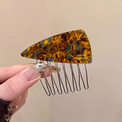 C廠【P111】醋酸藍棕三角髮梳髮夾女側邊碎髮瀏海夾高顱頂倒插梳新款百搭髮飾
 26.04-3