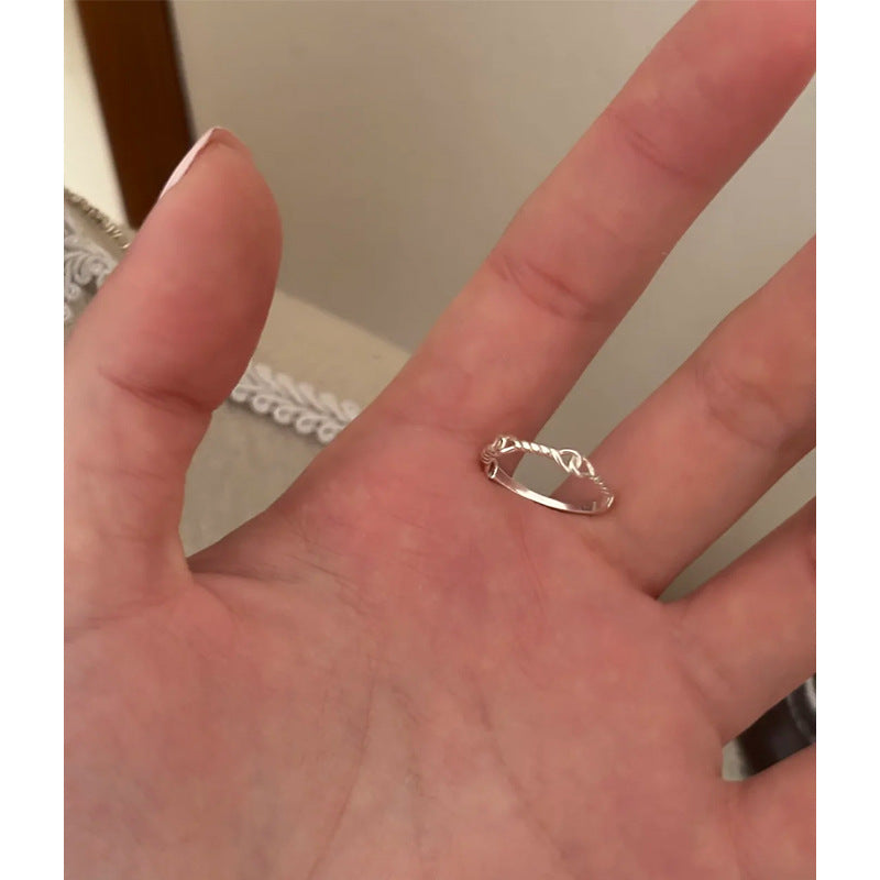 E廠【XDQ8216R】S925純銀麻花繩結纏繞尾戒女冷淡風簡約小眾閉口戒指ins風潮
 26.01-4