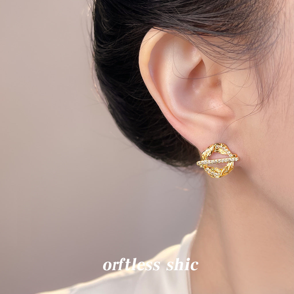 A廠【7153】麥穗~原創設計微鑲鋯石925銀針新款創意小眾個性圓形幾何耳飾耳環
 25.11-4