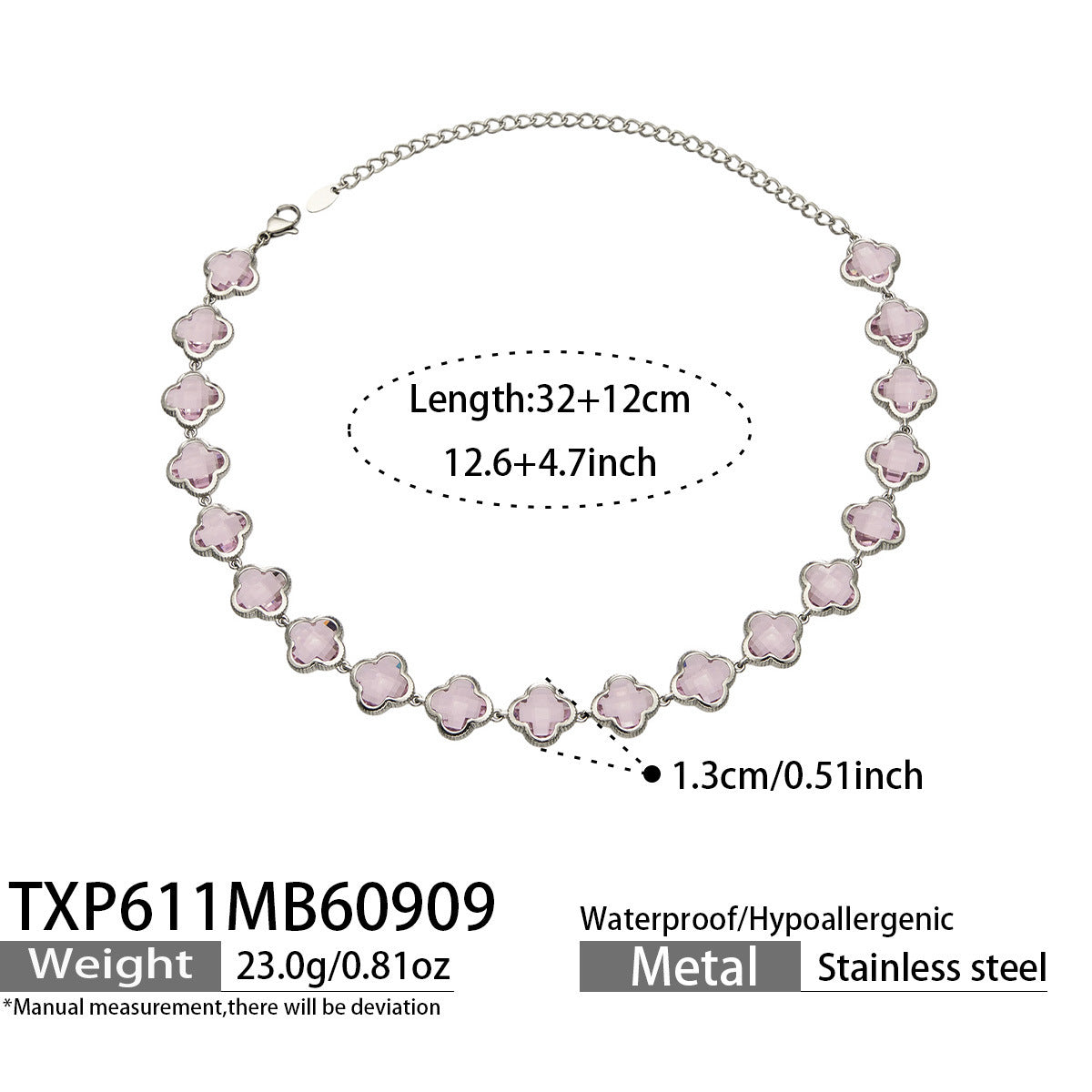 B廠【TXP611】謎麗港風顯貴四葉花不鏽鋼鍍金紅玻璃簡約小眾項鍊手鍊耳飾飾品女
 26.09-3