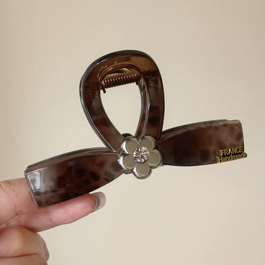 C廠【X112】高品質豹紋花朵抓夾簡約小眾百搭高級感女後腦勺盤髮鯊魚夾子髮夾
 26.04-3