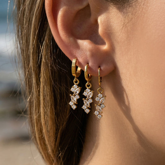 B廠【F1375】歐美輕奢INS風麥穗流蘇鋯石耳環跨境小眾設計感不鏽鋼鍍18k金耳飾
 26.04-4