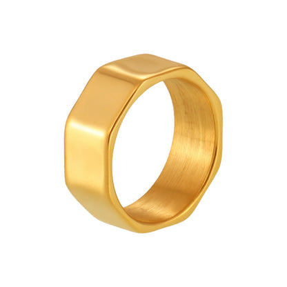 B廠【A777】歐美風極簡切面戒指朋克冷淡風指環不銹鋼電鍍真金保色飾品 25.03-1