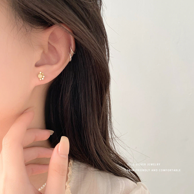E廠【YC9256E】S925純銀甜美貓眼石蝴蝶耳環女小巧精緻設計感仙女風耳飾 24.02-3
