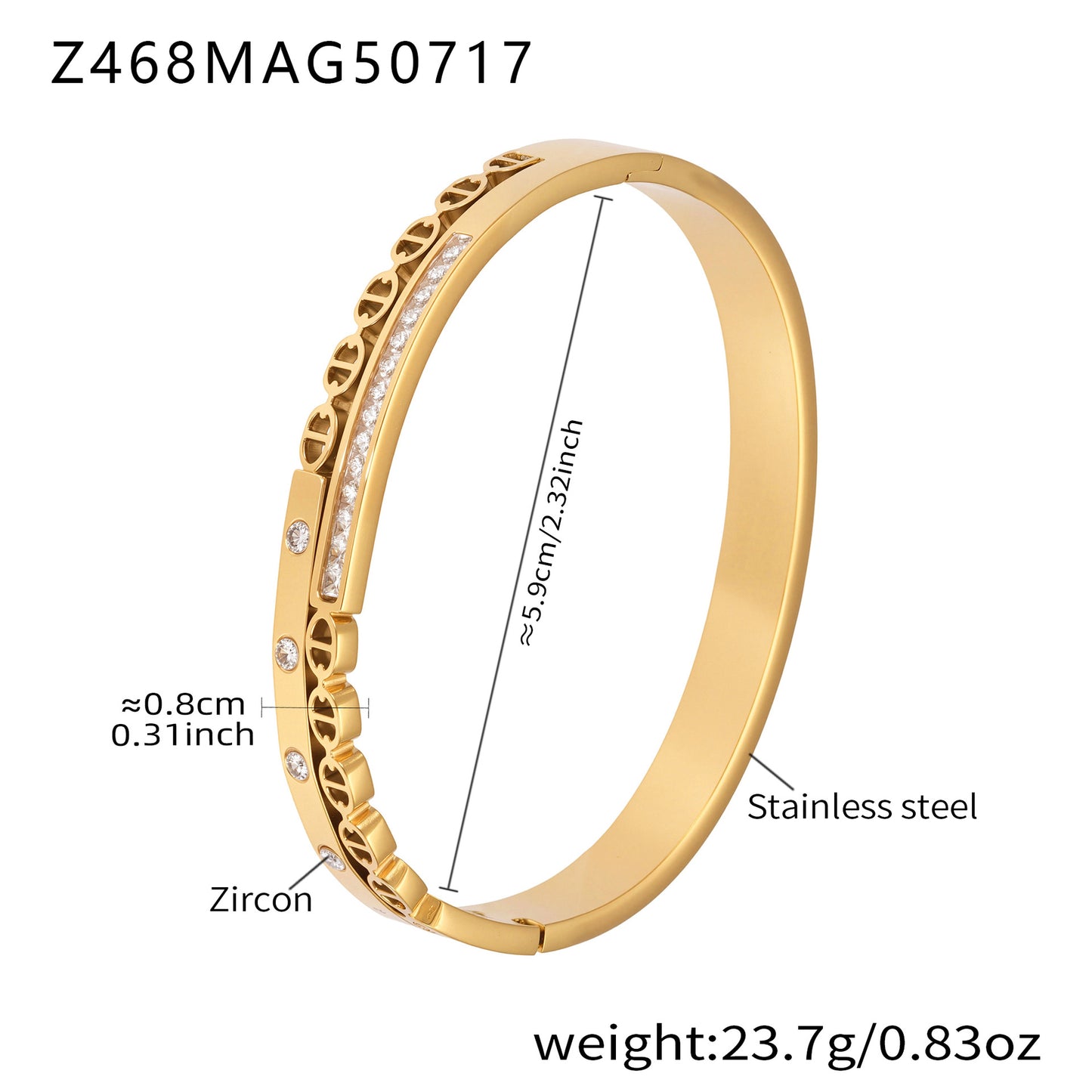 B廠【Z467】不鏽鋼回字四方焦石卡扣手鐲項鍊18k金個性百搭珠寶首飾 25.07-4