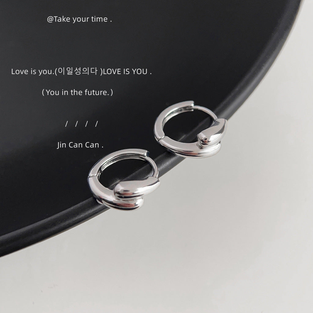 A廠【3745】個性ins甜酷風日常通勤款幾何圓耳扣氣質簡約銀色耳環飾品
 25.11-4