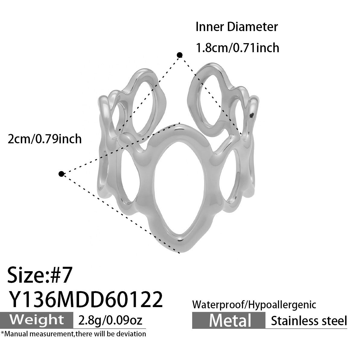 B廠【Y136】歐美ins簡約設計幾何型素圈戒指組合不鏽鋼鍍金小眾時尚開口指環
 26.01-4