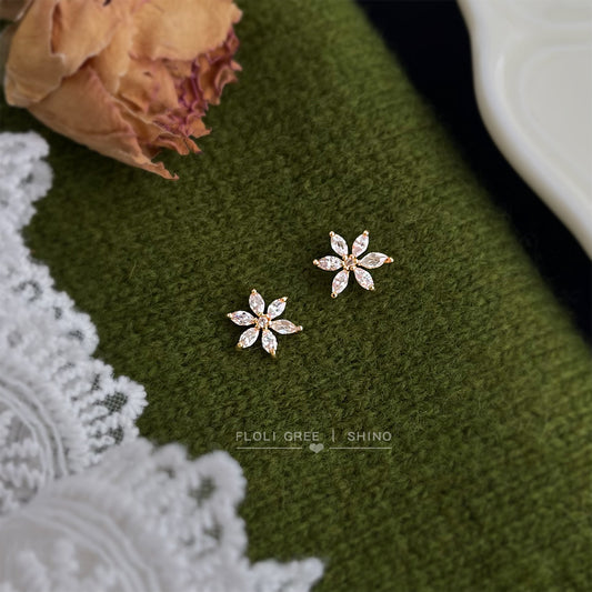 A廠【7099】清新甜美學院風簡約小巧時尚通勤百搭鋯石花朵小耳環耳飾飾品
 25.11-3