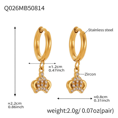 B廠【Q021】歐美飾品不鏽鋼U形皇冠鑲鋯石耳環鍍18k真金時尚耳環不掉色 25.08-5