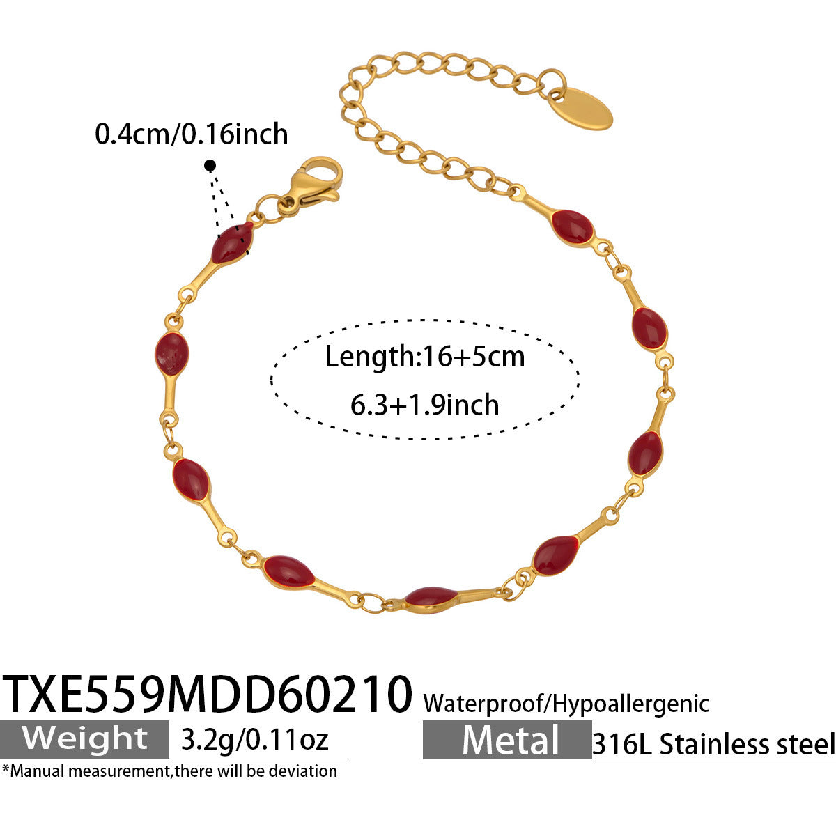 B廠【TXP559】歐美風時尚多巴胺撞色鎖骨項鍊手鍊不鏽鋼滴油材質簡約個性設計感
 26.03-2