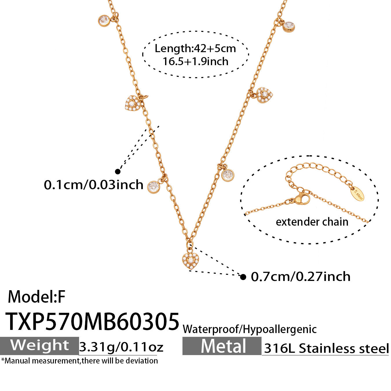 B廠【TXP570】歐美時尚新款小號8字花滿鑽5A鋯石設計DIY多配件項鍊手鍊組合套
 26.03-2