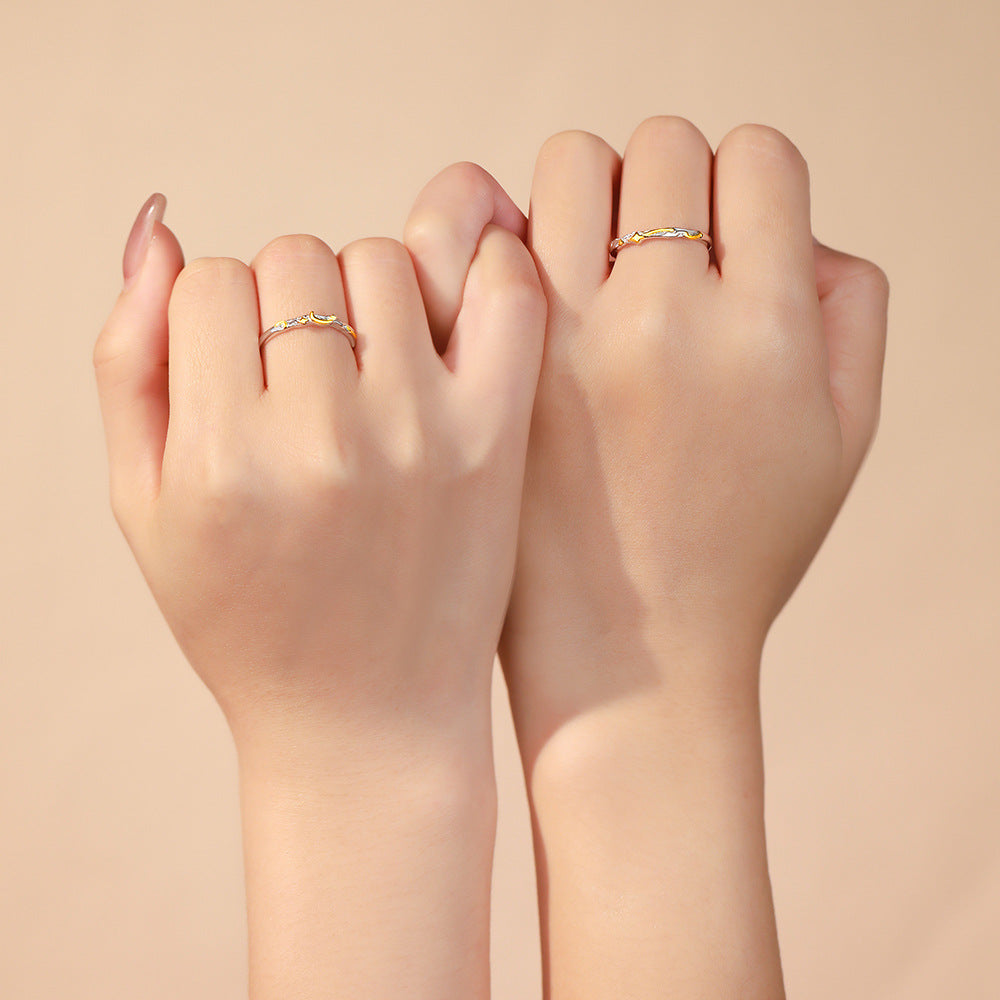 D廠【YC4855R】足銀S999星月情侶對戒小眾自然氣質新款百搭送女友禮物手飾 26.01-4