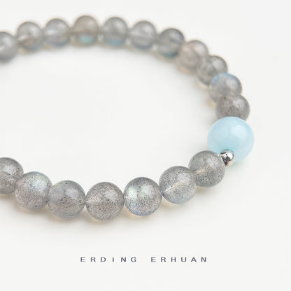 A廠【5852】A++藍月光石透感天然石水晶手鍊虎眼石海藍寶新中式 原創設計手飾 25.04-2