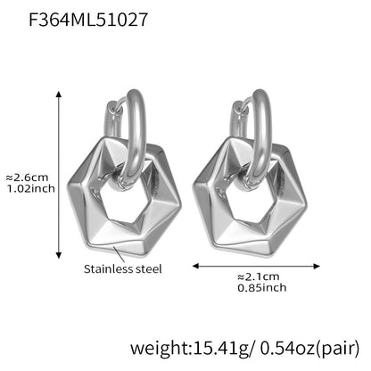 B廠【F364】不鏽鋼幾何異形橢圓吊墜耳環INS歐美風簡約氣質耳飾鍍18k金
 25.11-1