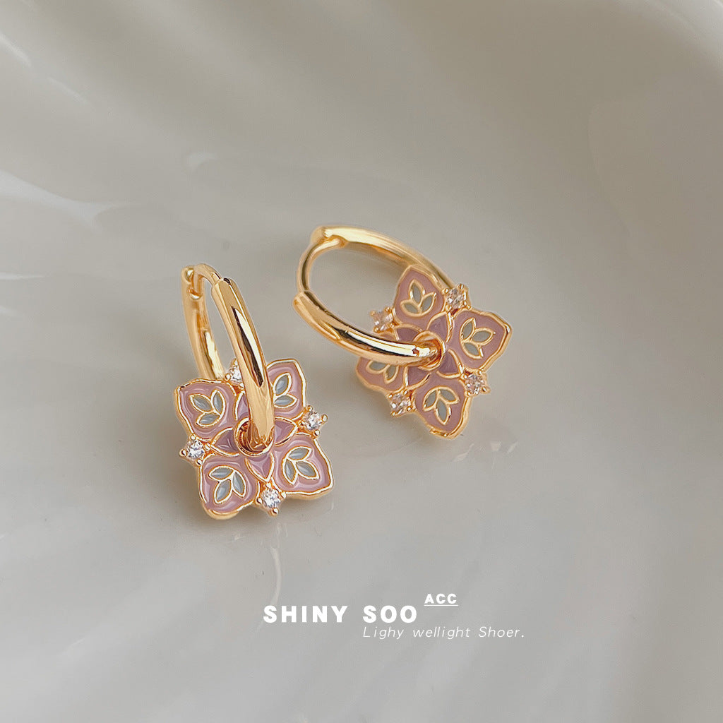 A廠【7376】琺瑯滴釉微鑲鋯石國潮新中式文藝復古時尚高級感耳環紋樣耳飾
 26.01-4