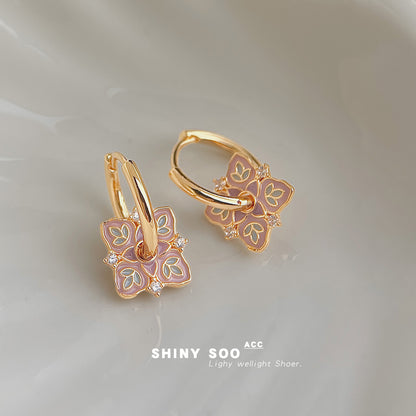 A廠【7376】琺瑯滴釉微鑲鋯石國潮新中式文藝復古時尚高級感耳環紋樣耳飾
 26.01-4