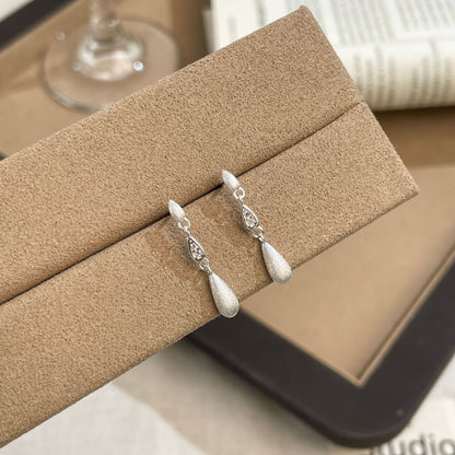 F廠【DQ10105E】S999純銀拉絲工藝水滴流蘇耳環女復古輕奢小眾高級感鋯石耳飾
 25.09-1