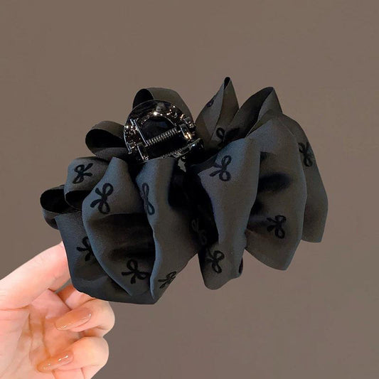 C廠【X142】2026新款高級感黑色泡泡蝴蝶結髮夾女大號後腦勺盤髮抓夾鯊魚夾子
 26.04-3
