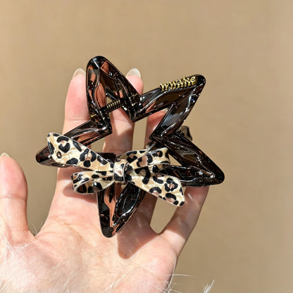 C廠【X541】豹紋醋酸蝴蝶結星星抓夾女大號髮量多髮夾2026後腦勺盤髮鯊魚夾子 26.07-1「C廠-單筆結帳需滿，NT$500出貨(不含運費)」