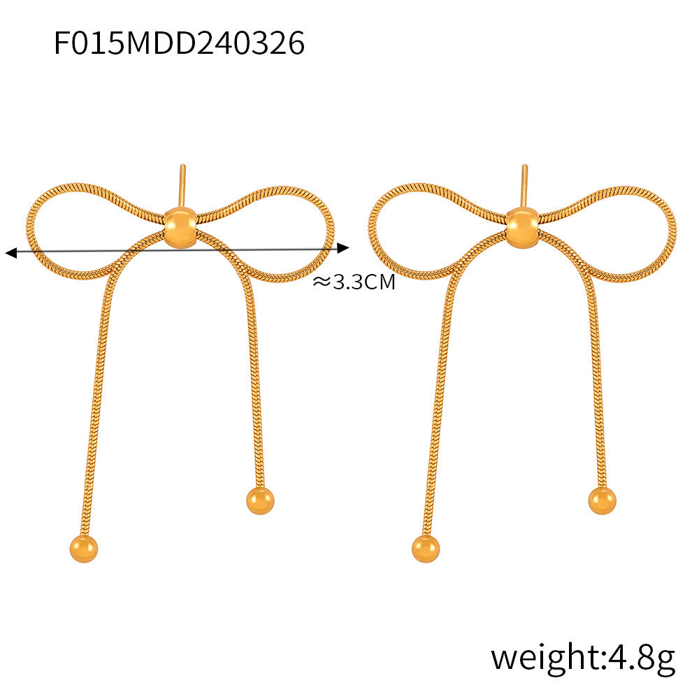 B廠【F015-P022】歐美ins網紅同款抽拉蝴蝶設計項鍊金色鈦鋼鎖骨鏈不掉色飾品套裝 24.04-2