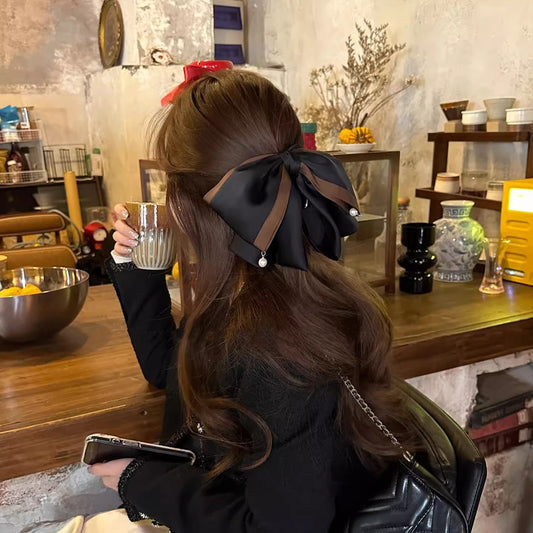 C廠【X25】貴女範~高貨版緞面蝴蝶結馬尾抓夾半紮髮夾女後腦勺裙擺鯊魚夾子
 26.03-3