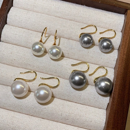 E廠【DQ11137E】S925純銀法式復古圓形仿珍珠耳環女輕奢高級感耳環耳環耳環耳飾品
 25.09-3
