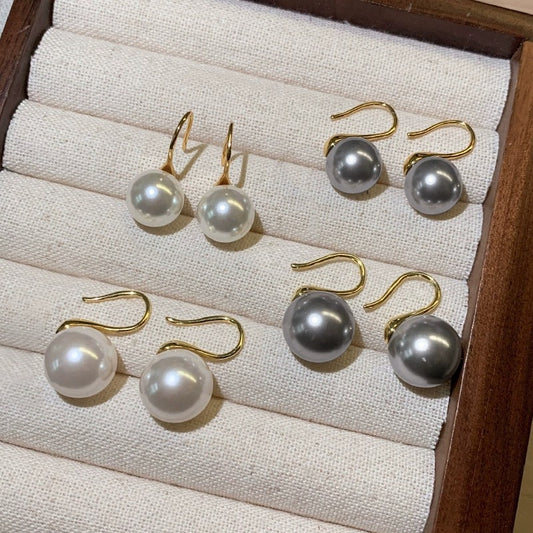 F廠【DQ11137E】S925純銀法式復古圓形仿珍珠耳環女輕奢高級感耳環耳環耳環耳飾品
 25.09-3