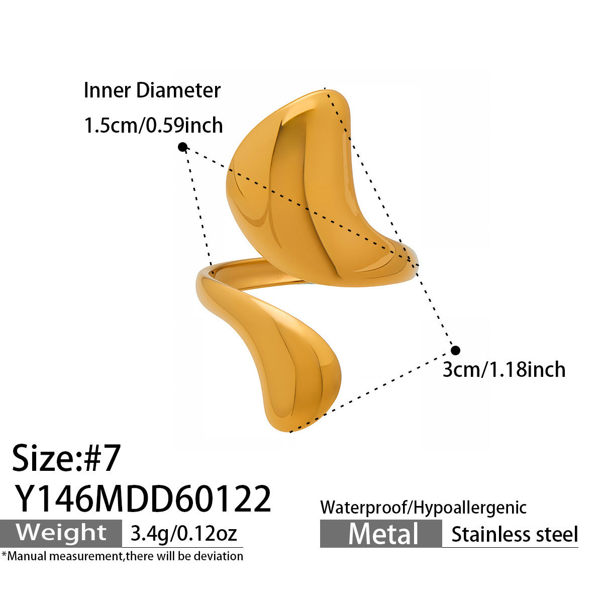 B廠【Y144】跨國小眾高級感輕奢幾何開口指環不銹鋼鍍金ins個性設計百搭戒指
 26.01-4