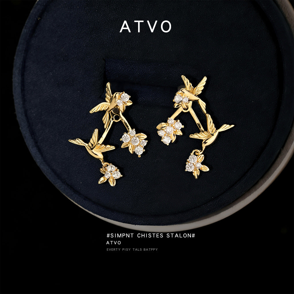 A廠【7447】原創一款多戴飛鳥集鑲嵌鋯石時尚高級感小眾設計耳飾耳環飾品
 26.03-4