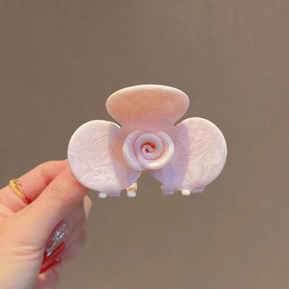 C廠【G46】品質醋酸抓夾淡粉色玫瑰花髮夾2026新款後腦勺髮量少半紮髮鯊魚夾
 26.04-3