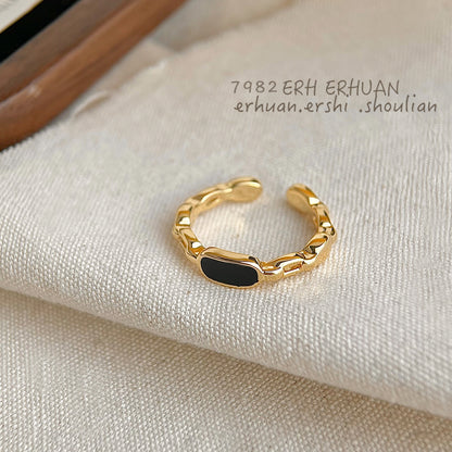 A廠【5424】時尚高級感電鍍18K真金高品質保色開口可調式指環食指戒 幾何戒指 25.01-3