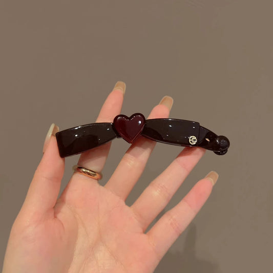 C廠【Y1101】韓國優雅氣質香蕉夾棕紅醋酸梳齒防滑髮卡秋冬新款愛心盤髮夾髮飾
 26.02-1