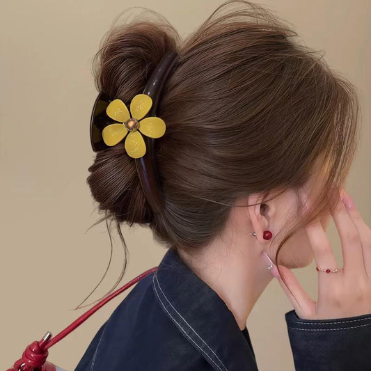 C廠【X130】氣質醋酸花朵抓夾大號女2026年新款高級感後腦勺盤髮鯊魚夾子頭飾
 26.04-3