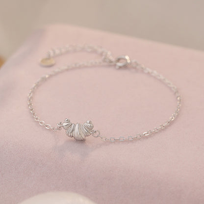 D廠【YC5145SL】S925純銀牛角包手鍊可愛童趣爆款小眾獨特設計感清新手飾 25.02-2