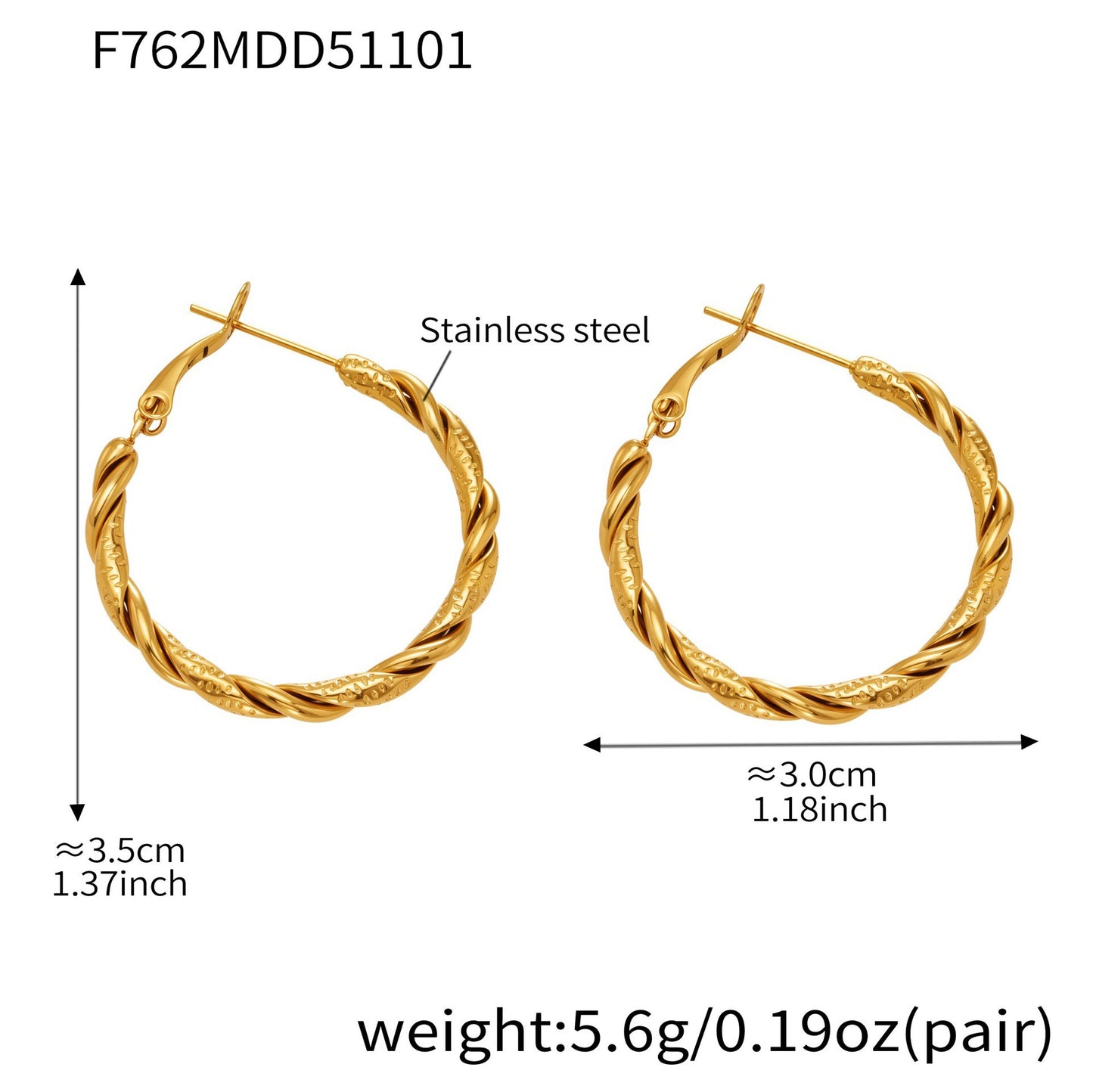 B廠【F753】ins風小眾設計三層愛心耳環不鏽鋼18k鍍金耳環不掉色耳飾
 25.11-1
